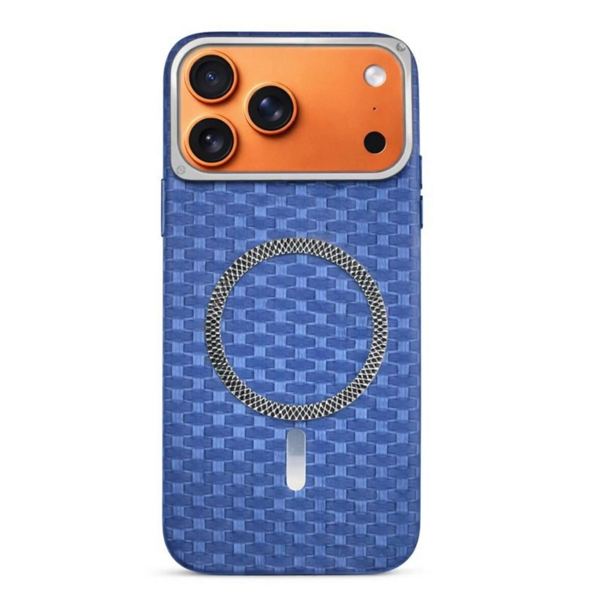 Blue Woven textured mobile cover for iphone 17 pro max