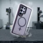 Samsung S25 Ultra purple MagSafe case demonstrating shockproof drop protection