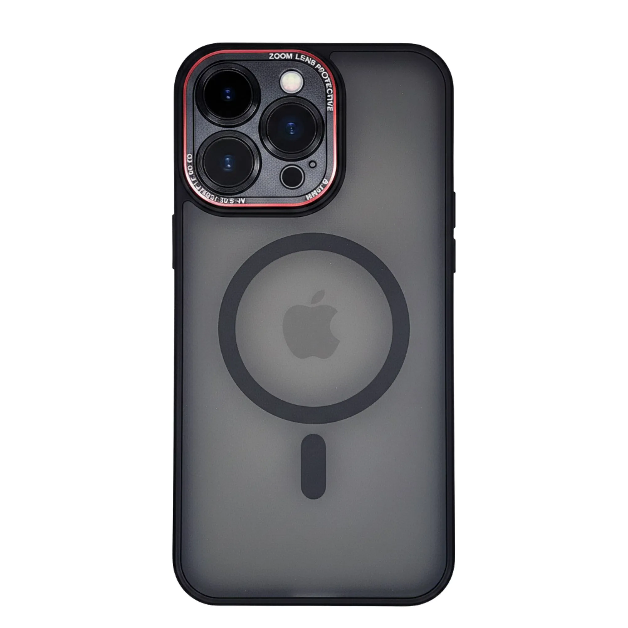 back view of matte translucent MagSafe case for iPhone 15 Pro with magnetic ring