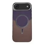 Dual tone purple brown leather MagSafe case for iPhone Air with metallic camera protection