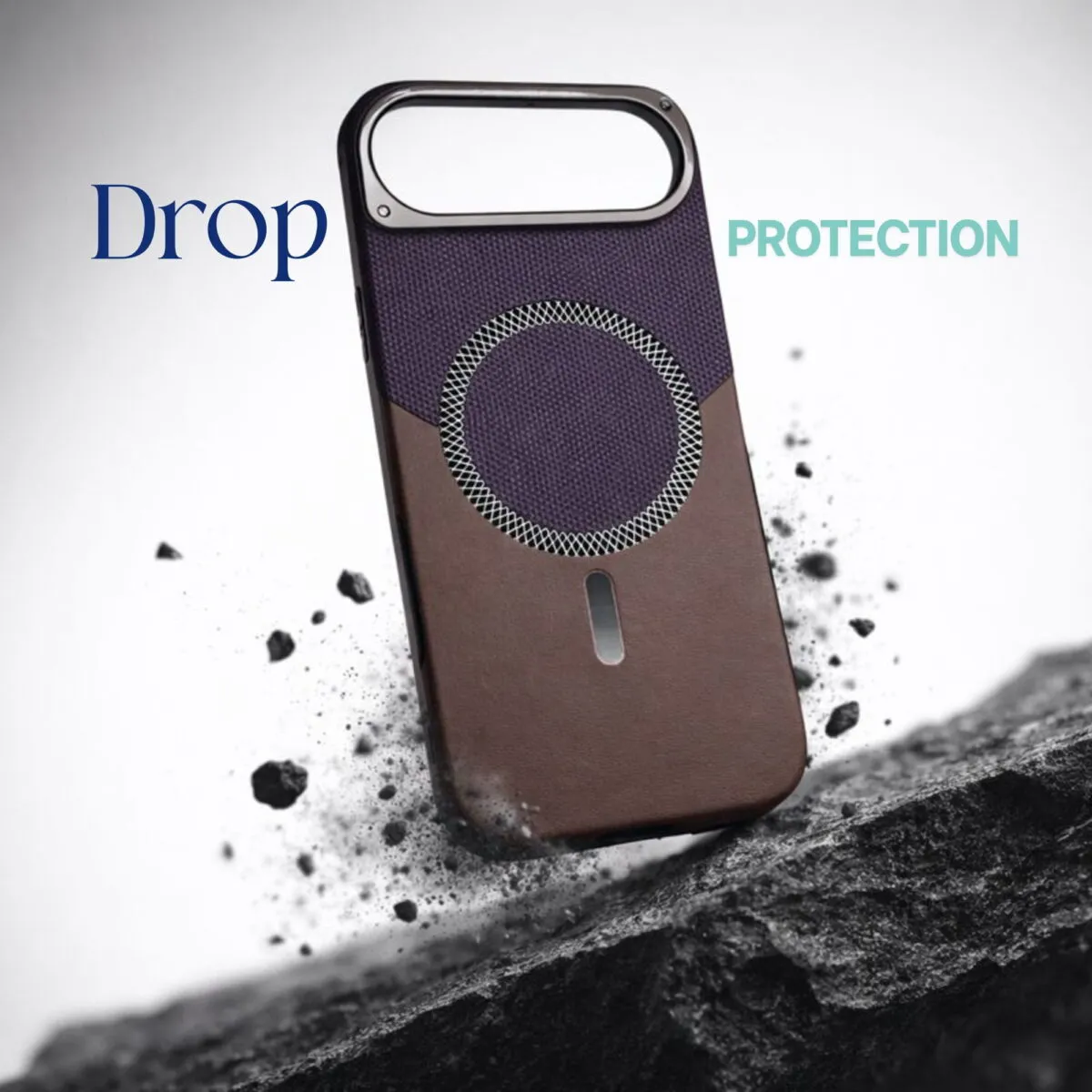 iPhone Air dual tone leather MagSafe case with shockproof drop protection