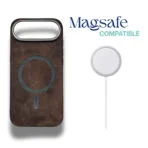 MagSafe compatible faux leather case for iPhone Air with built in magnetic charging ring