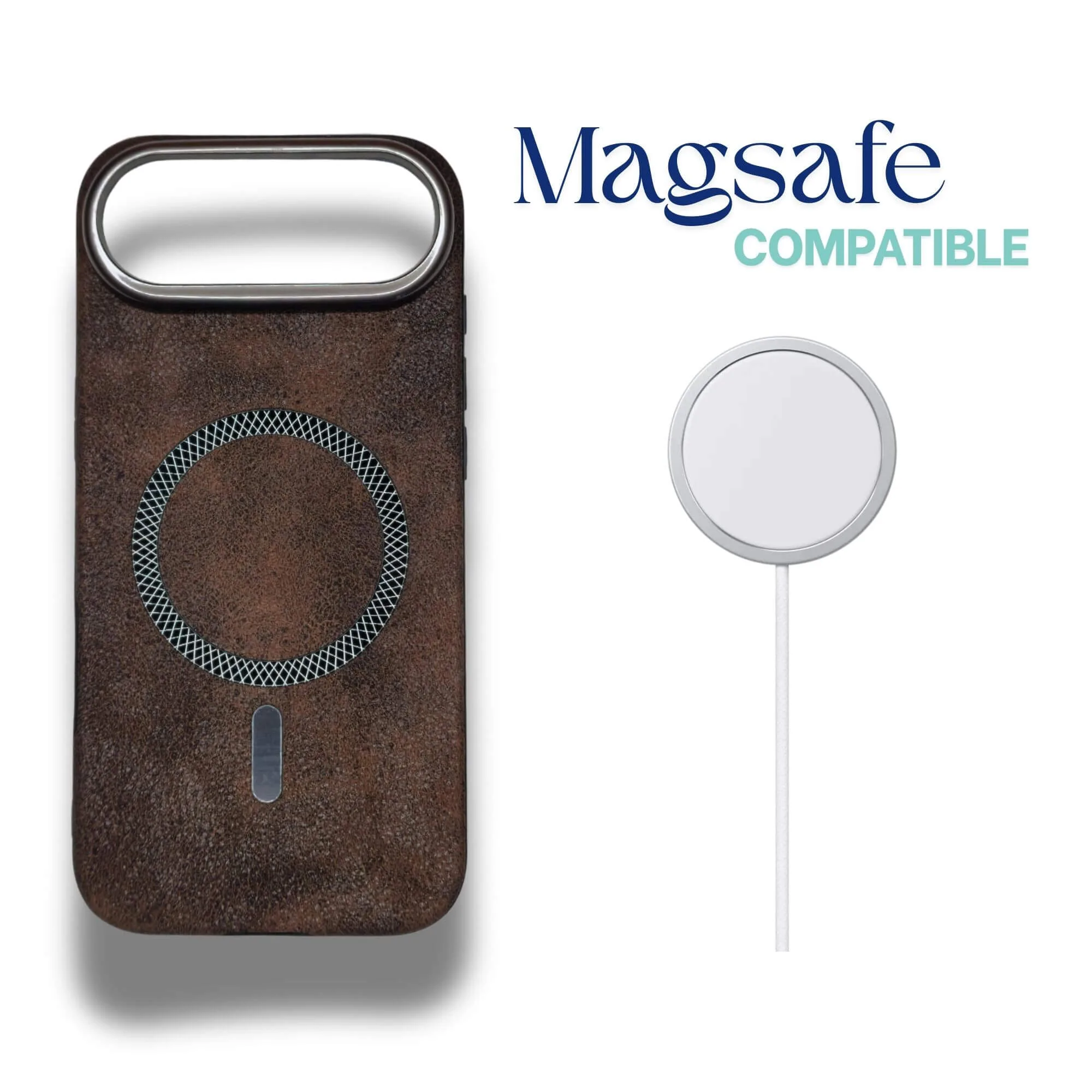 MagSafe compatible faux leather case for iPhone Air with built in magnetic charging ring