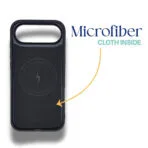 Soft microfiber interior lining inside iPhone Air MagSafe faux leather case